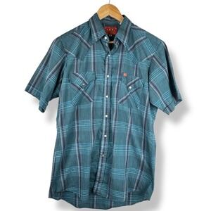 ELY PLAINS Vintage Western Pearl Snap Shirt Mens Size Medium Country Cowboy